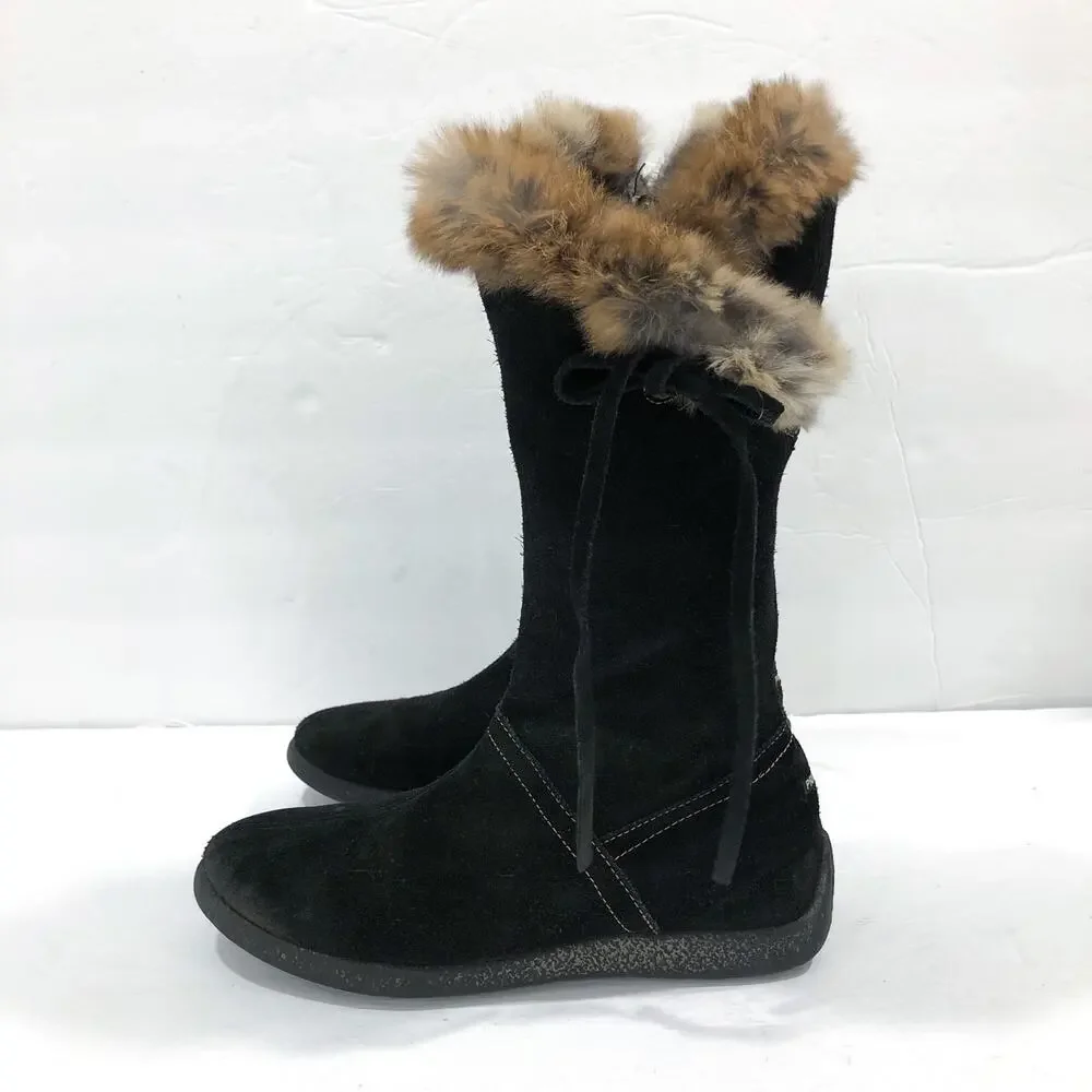 Primigi Black Suede Tall Fur Trim Boots